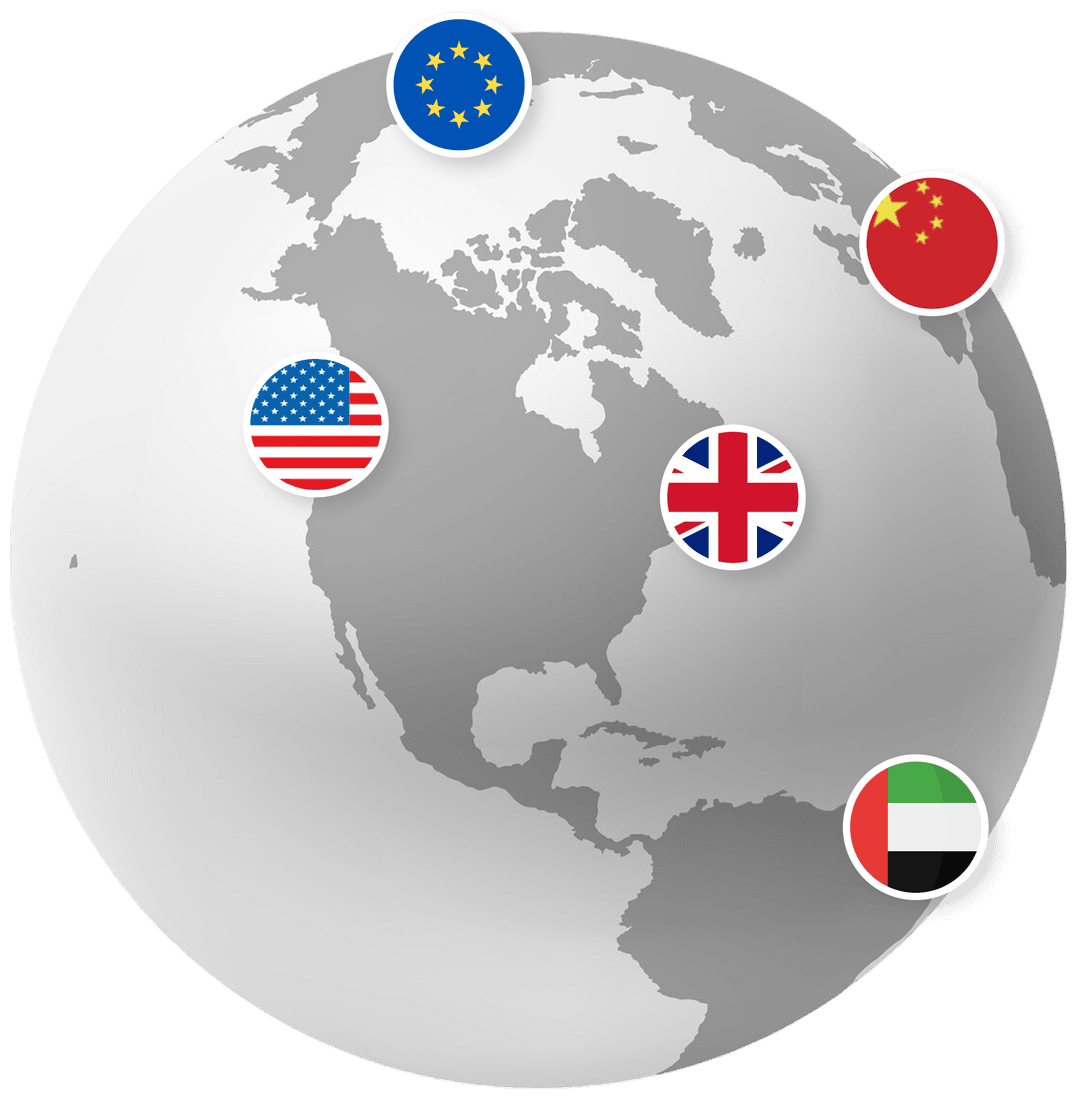 Global Network Globe with Flags